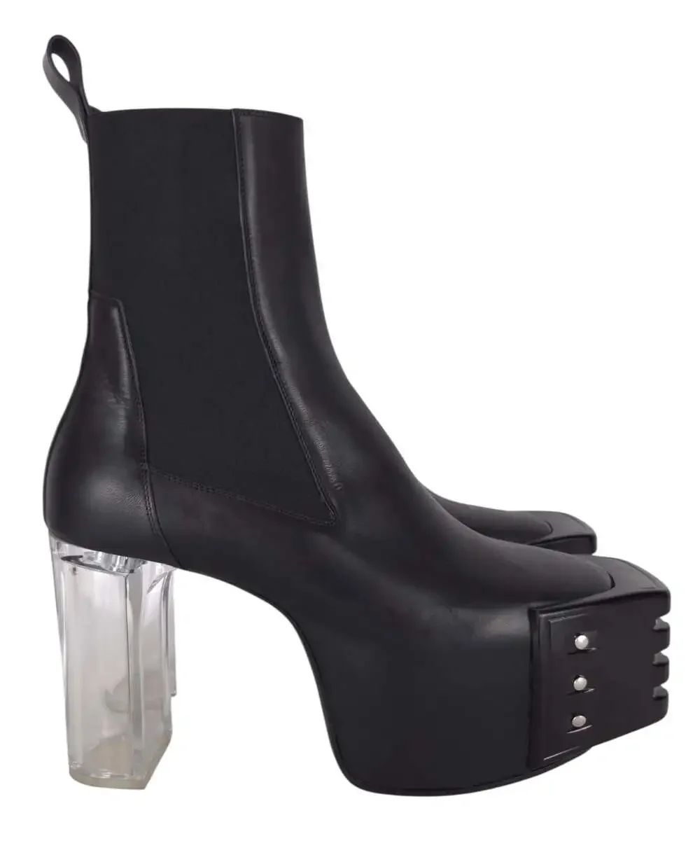 Rick Owens Grilled Kiss Boots US 11 EU 44 Mens Black Clear Transparent $2885